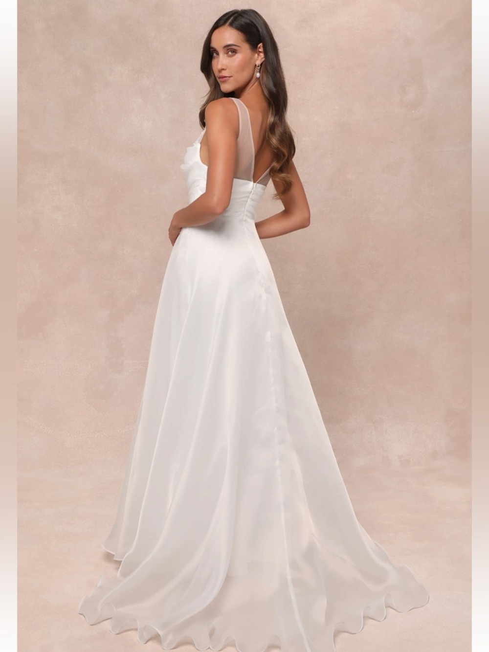 NWT Lulus Yours for Eternity White Organza Embroidered Pleated Maxi Dress - Picture 5 of 13